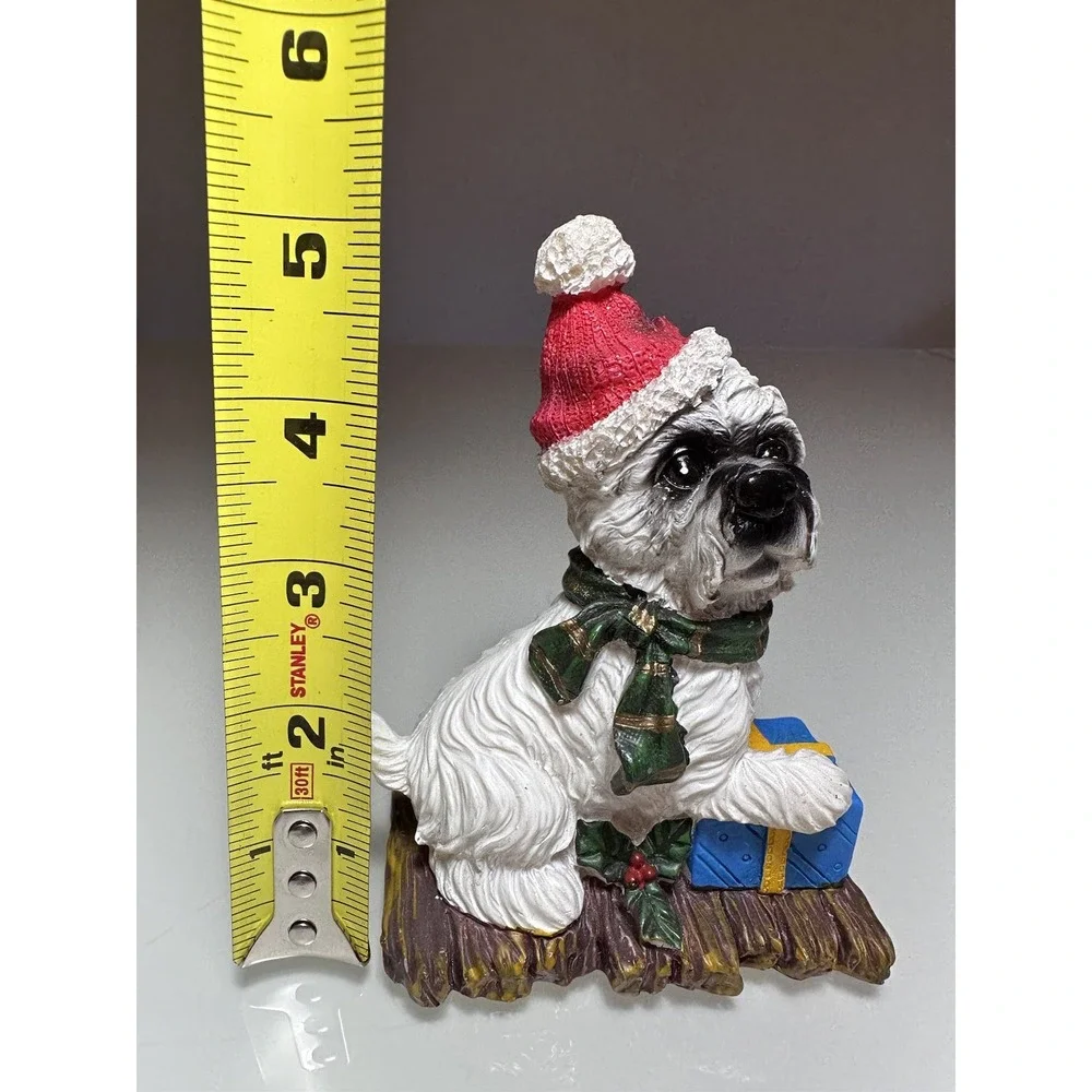 VTG Set Of 3 Christmas Dog Santa Hat Figurines Holiday Decor 5